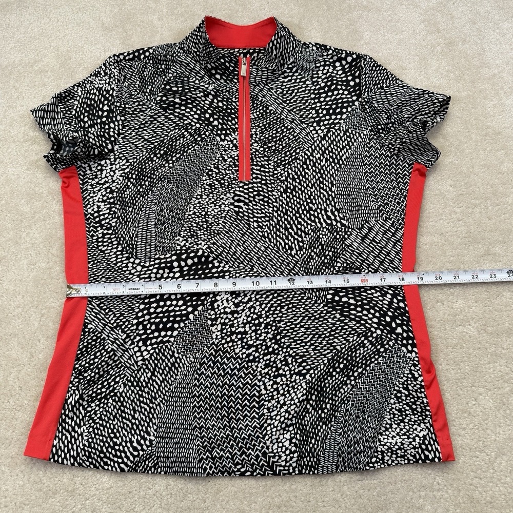 Tail Golf 1/4 Zip Shirt Women's L Black Red Geometric Novelty Print Preppy Top - Picture 5 of 11